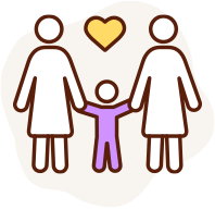 家族で手を繋いでいるイラスト