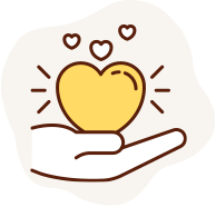 手にハートを載せているイラスト
